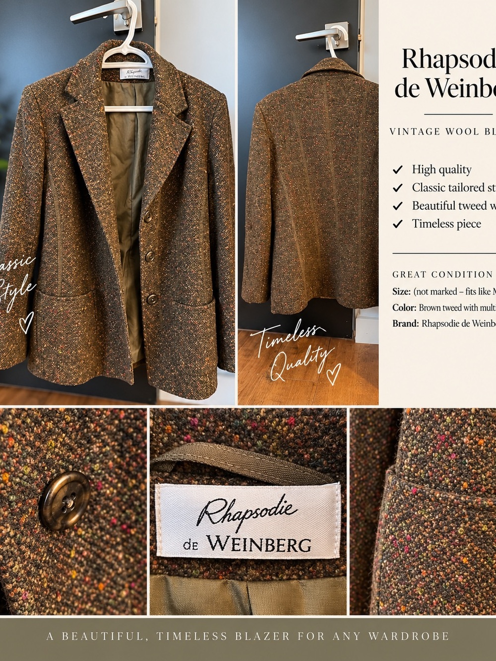 Brown Tweed Tailored Blazer